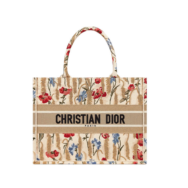 Wholesale Luxury Dior Small Book Tote In Hibiscus Metallic Thread Embroidery M1296