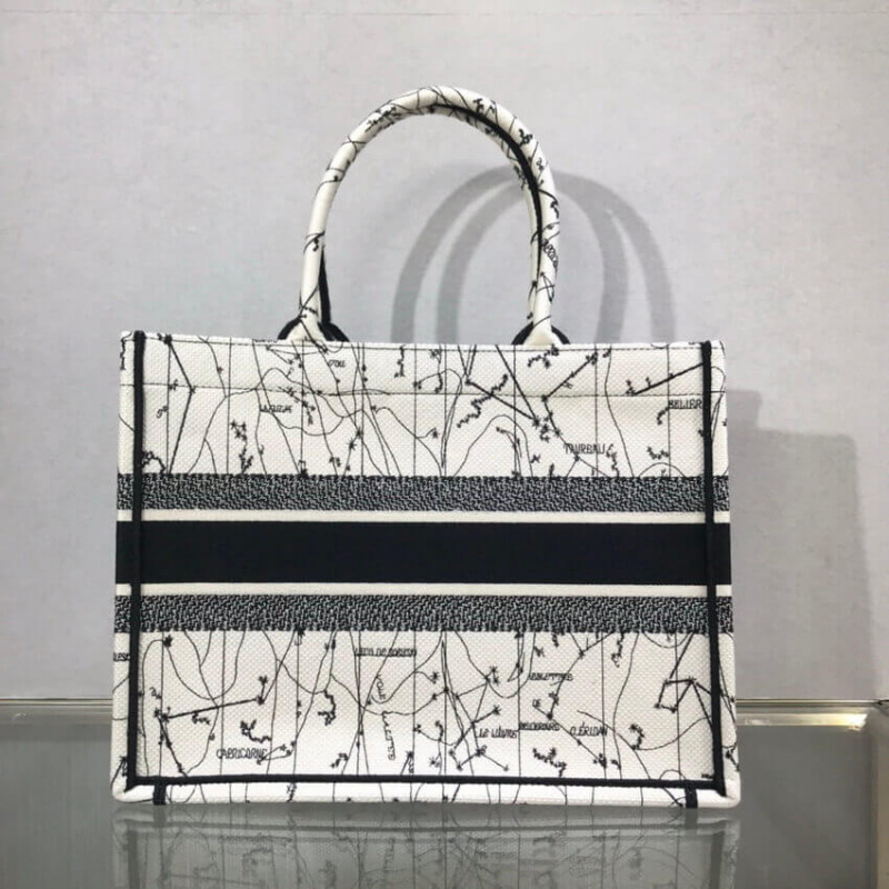 Wholesale Luxury Dior Small Book Tote In Latte Multicolor Zodiac Embroidery M1296 - Image 4