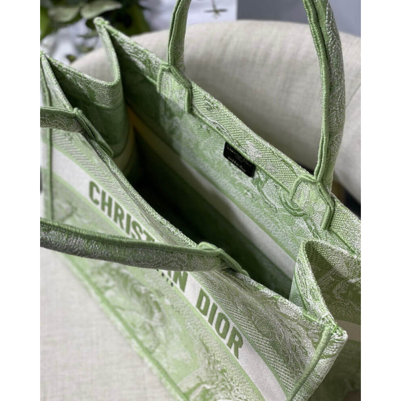 Wholesale Luxury Dior Small Book Tote Lime Toile De Jouy Reverse Embroidery M1296 - Image 11