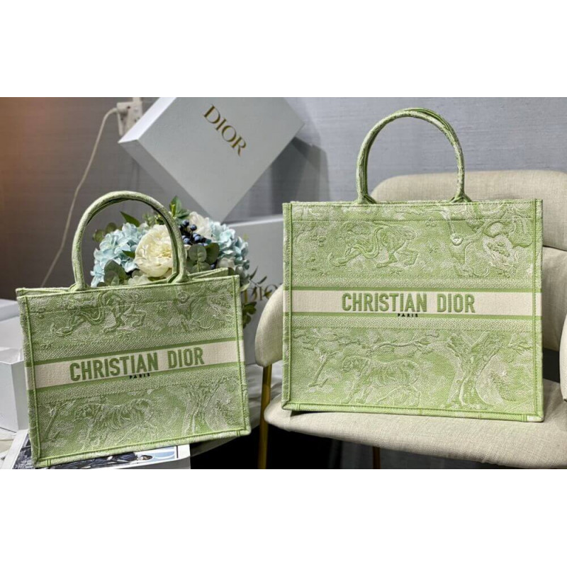 Wholesale Luxury Dior Small Book Tote Lime Toile De Jouy Reverse Embroidery M1296 - Image 12