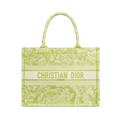 Wholesale Luxury Dior Small Book Tote Lime Toile De Jouy Reverse Embroidery M1296