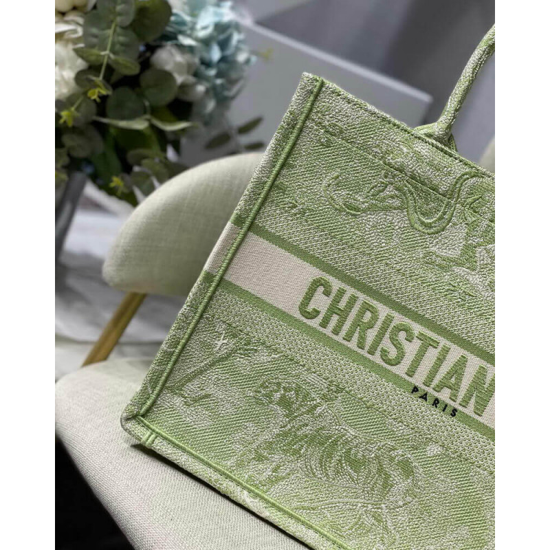 Wholesale Luxury Dior Small Book Tote Lime Toile De Jouy Reverse Embroidery M1296 - Image 6