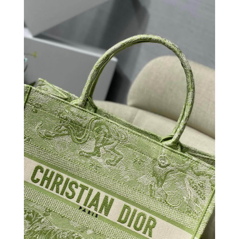 Wholesale Luxury Dior Small Book Tote Lime Toile De Jouy Reverse Embroidery M1296 - Image 7