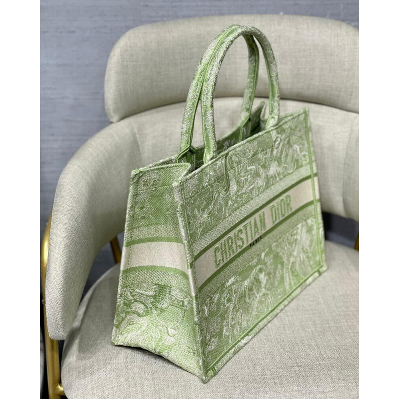 Wholesale Luxury Dior Small Book Tote Lime Toile De Jouy Reverse Embroidery M1296 - Image 9