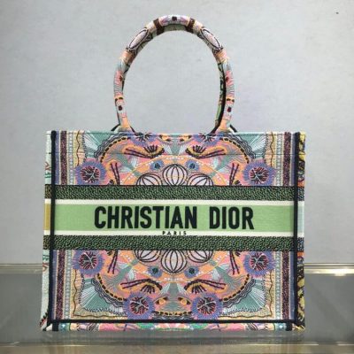 Wholesale Luxury Dior Small Book Tote Multicolor In Lights Embroidery M1296