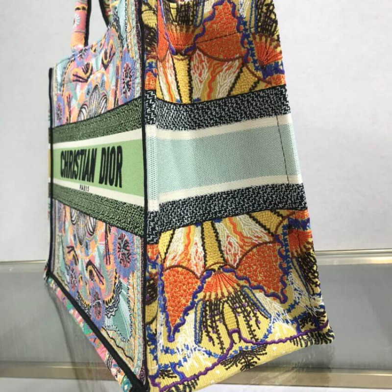 Wholesale Luxury Dior Small Book Tote Multicolor In Lights Embroidery M1296 - Image 6
