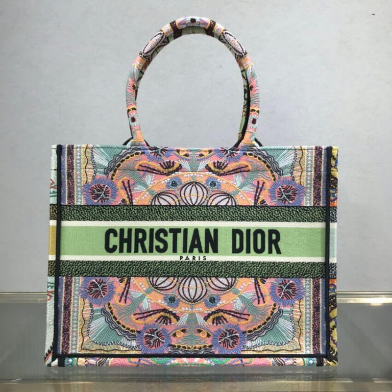 Wholesale Luxury Dior Small Book Tote Multicolor In Lights Embroidery M1296