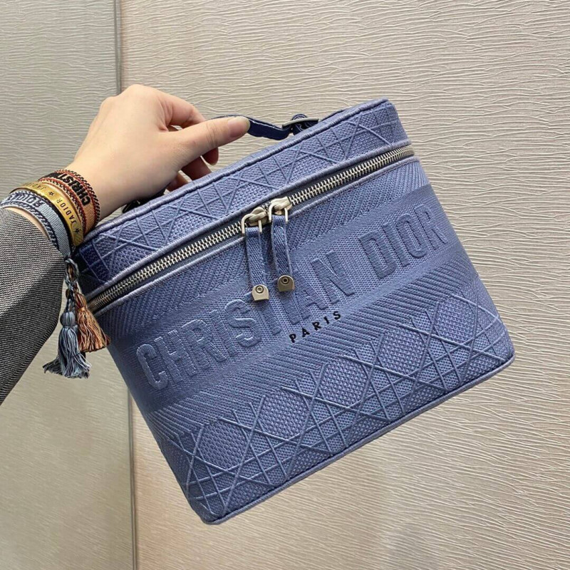 Wholesale Luxury Dior Travel Vanity Case Denim Cannage Embroidery S5480 - Image 3