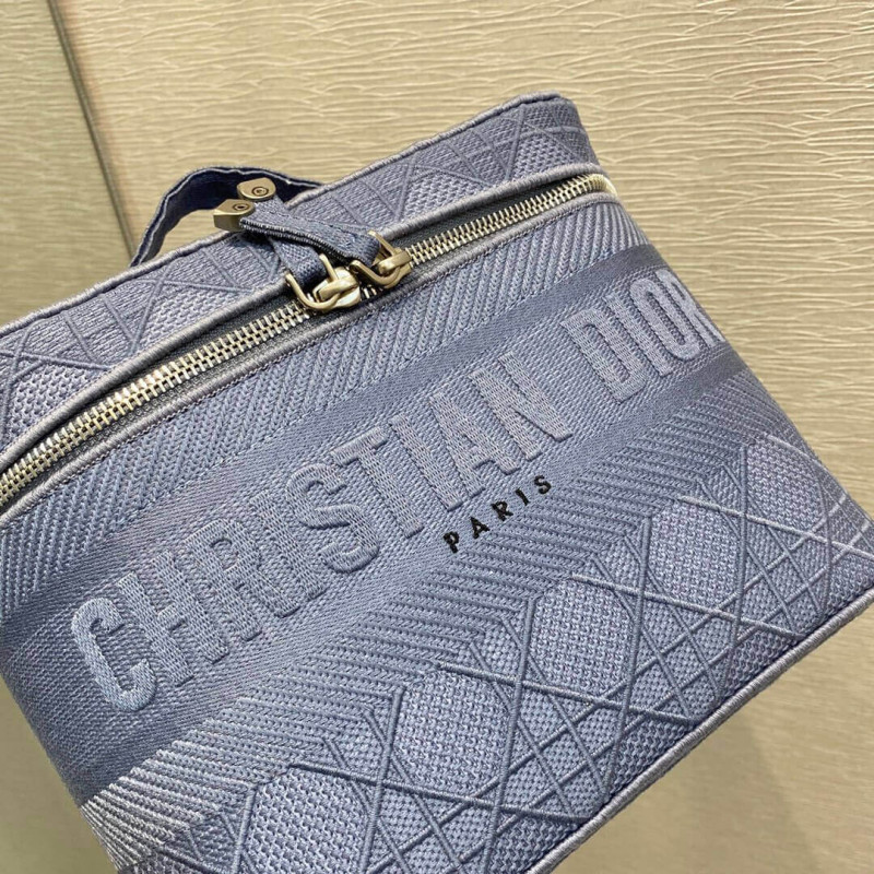 Wholesale Luxury Dior Travel Vanity Case Denim Cannage Embroidery S5480 - Image 5