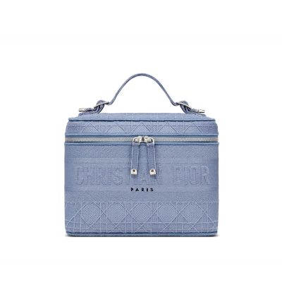 Wholesale Luxury Dior Travel Vanity Case Denim Cannage Embroidery S5480