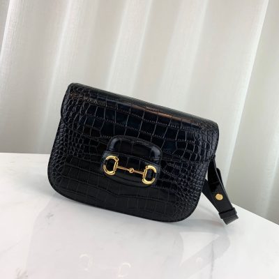 Wholesale Luxury Gucci 1955 Horsebit Crocodile Shoulder Bag 602204