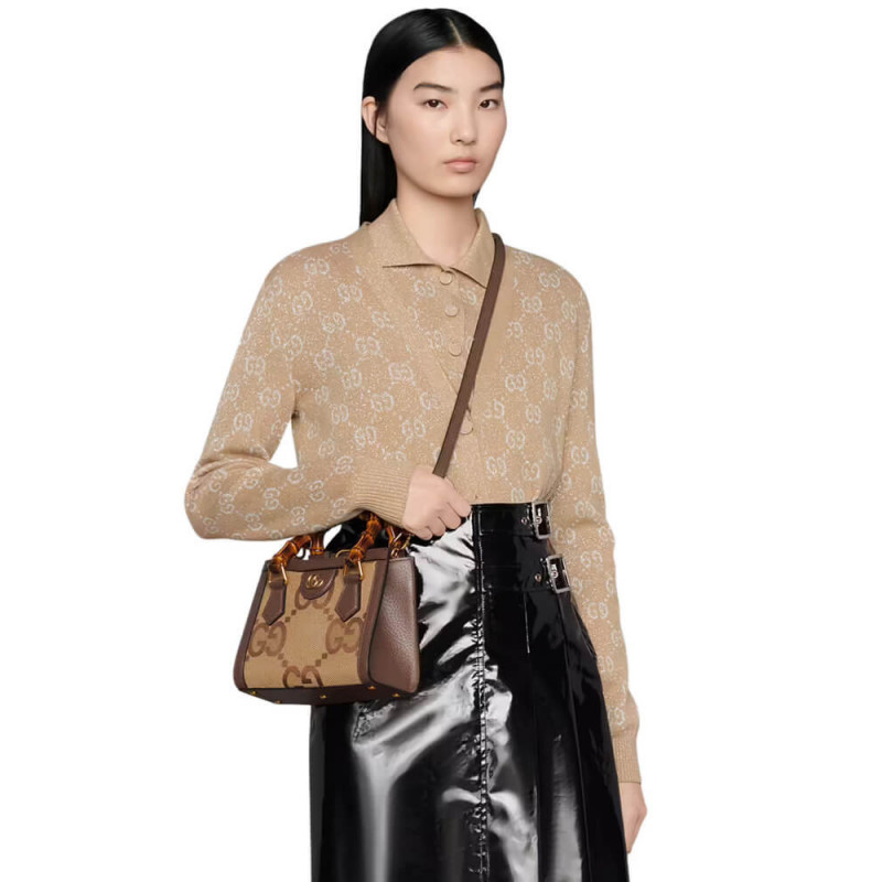 Wholesale Luxury Gucci Diana Jumbo Gg Mini Tote Bag 655661 Brown - Image 2