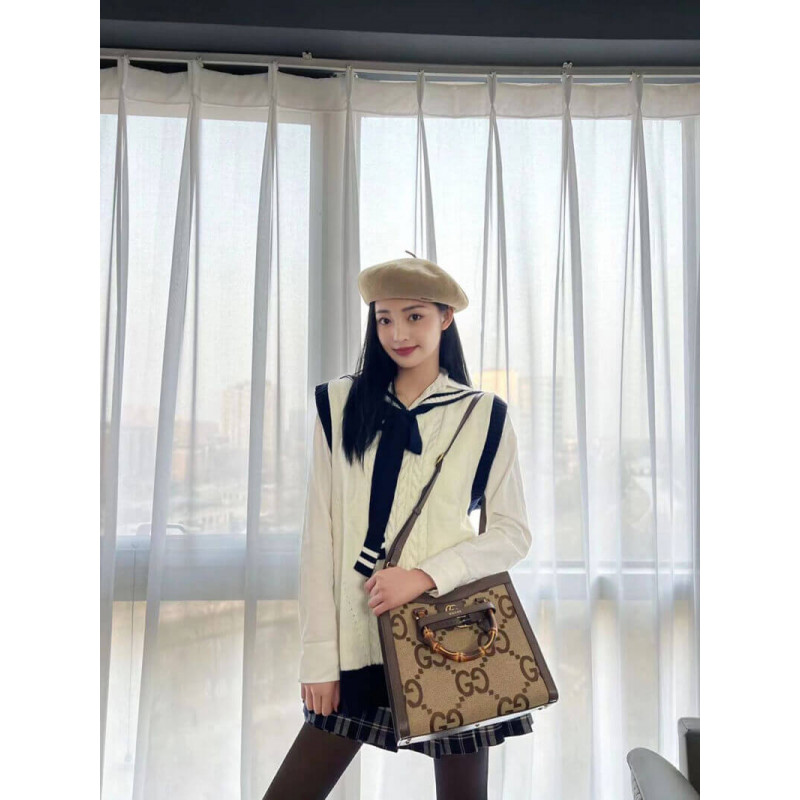 Wholesale Luxury Gucci Diana Jumbo Gg Small Tote Bag 660195 Brown - Image 2