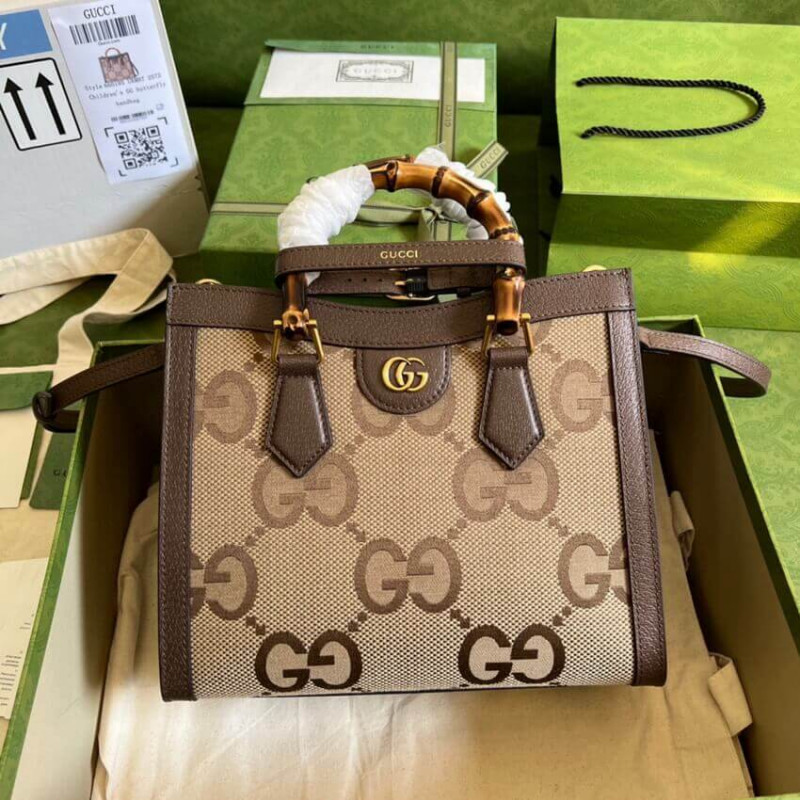 Wholesale Luxury Gucci Diana Jumbo Gg Small Tote Bag 660195 Brown - Image 9