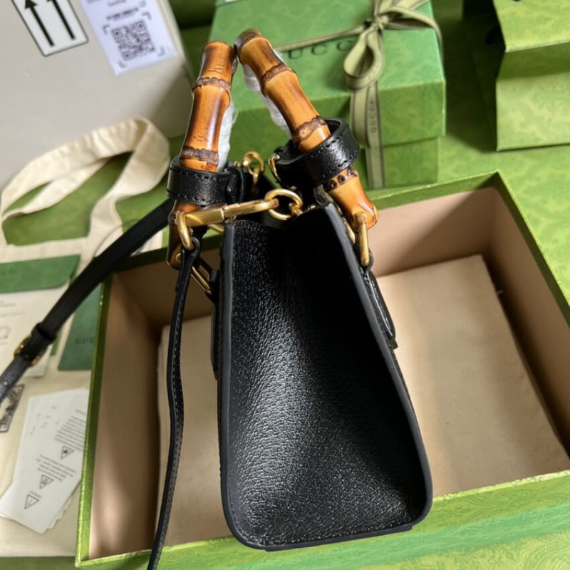 Wholesale Luxury Gucci Diana Mini Tote Bag 655661 In Black Denim - Image 5