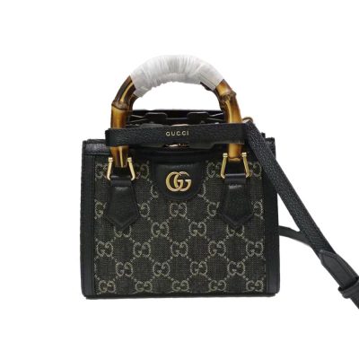 Wholesale Luxury Gucci Diana Mini Tote Bag 655661 In Black Denim