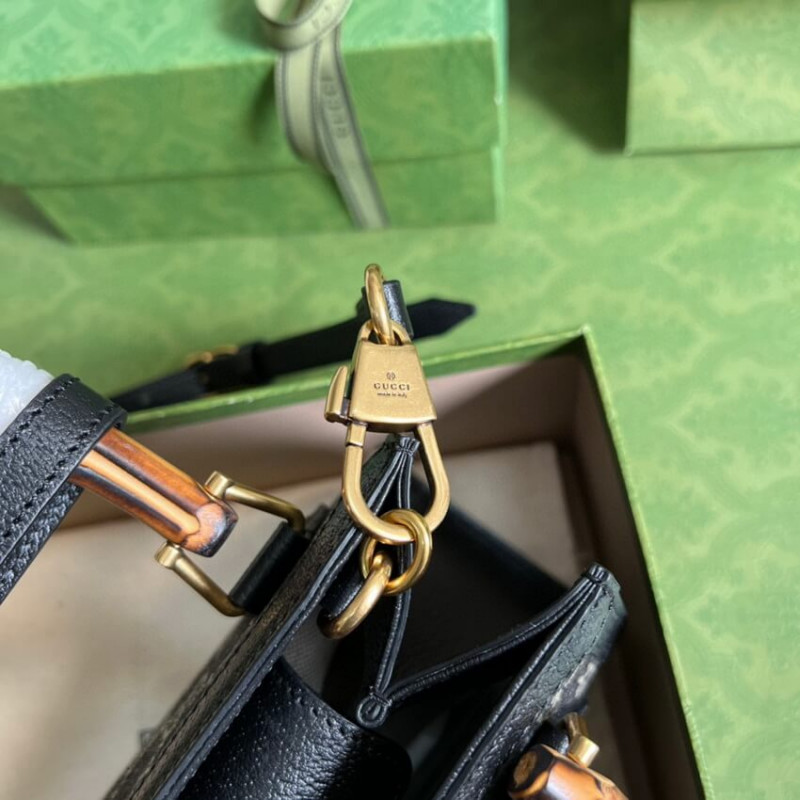 Wholesale Luxury Gucci Diana Mini Tote Bag 655661 In Black Denim - Image 8