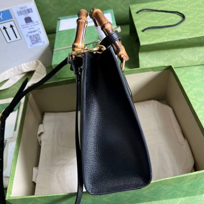 Wholesale Luxury Gucci Diana Small Tote Bag 660195 In Black Denim - Image 5