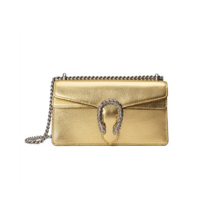 Wholesale Luxury Gucci Dionysus Small Shoulder Bag In Gold Lame Leather 499623