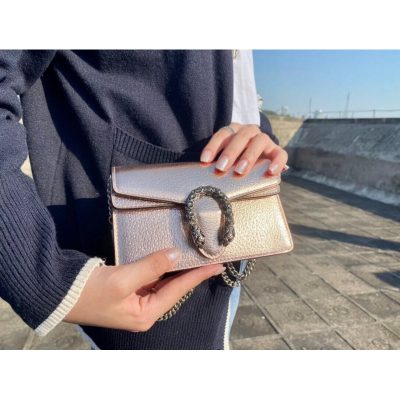 Alternative view of Wholesale Luxury Gucci Dionysus Small Shoulder Bag In Rose Gold Lame Leather 499623