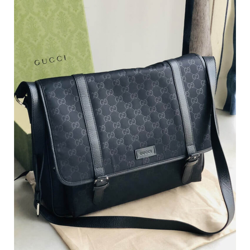 Wholesale Luxury Gucci Gg Guccissima Black Medium Nylon Messenger Bag 510334 - Image 4
