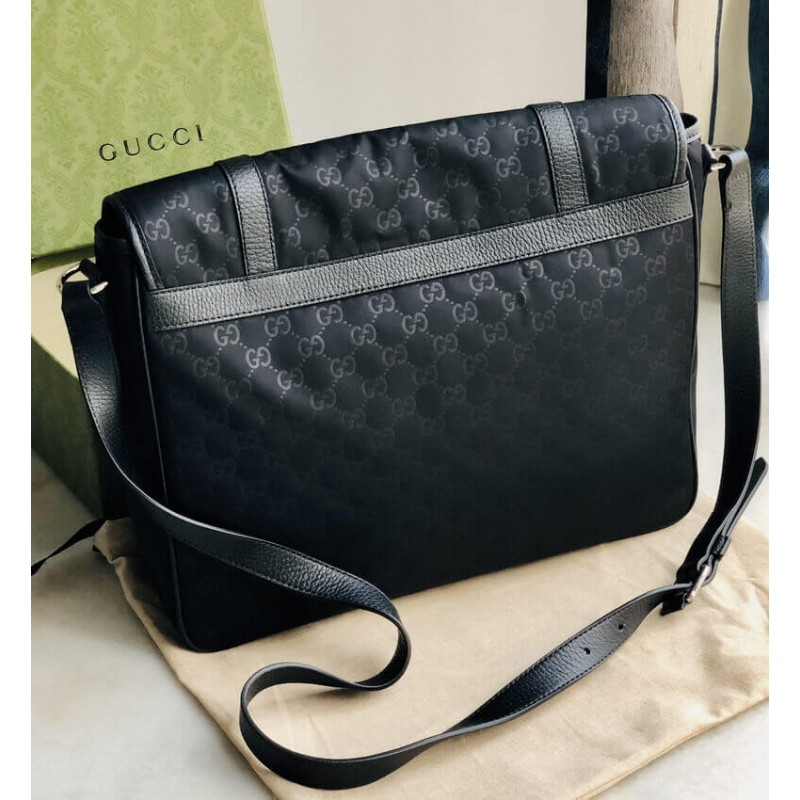 Wholesale Luxury Gucci Gg Guccissima Black Medium Nylon Messenger Bag 510334 - Image 5
