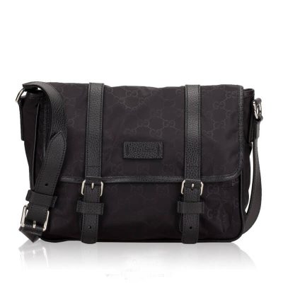 Wholesale Luxury Gucci Gg Guccissima Black Medium Nylon Messenger Bag 510334