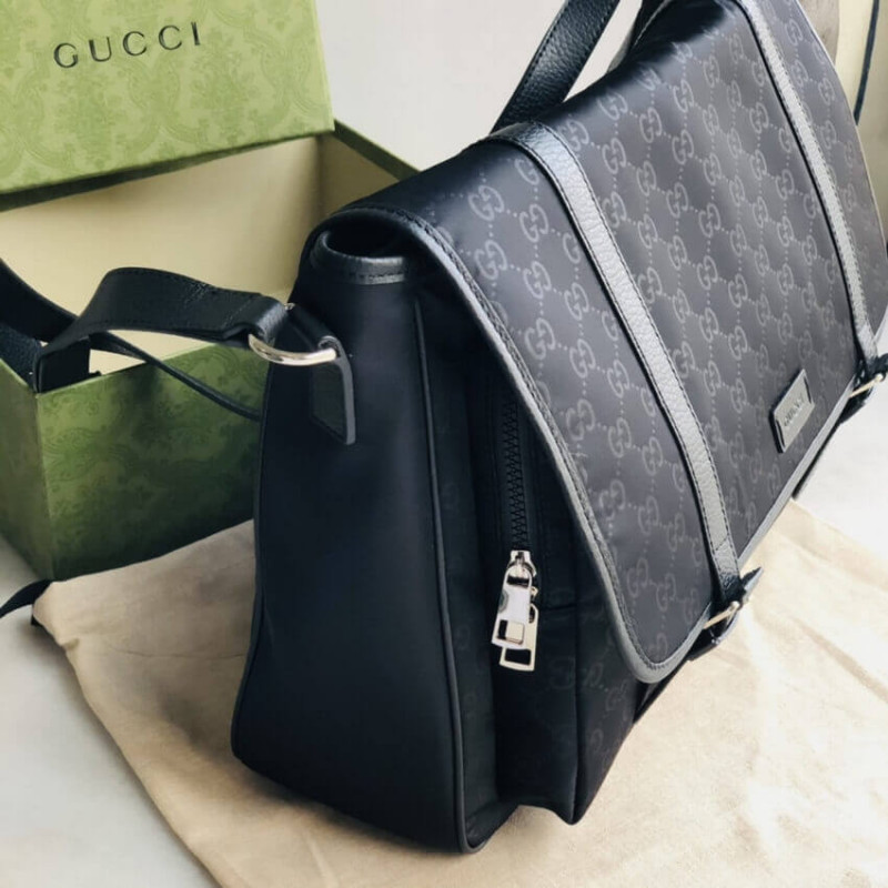 Wholesale Luxury Gucci Gg Guccissima Black Medium Nylon Messenger Bag 510334 - Image 6
