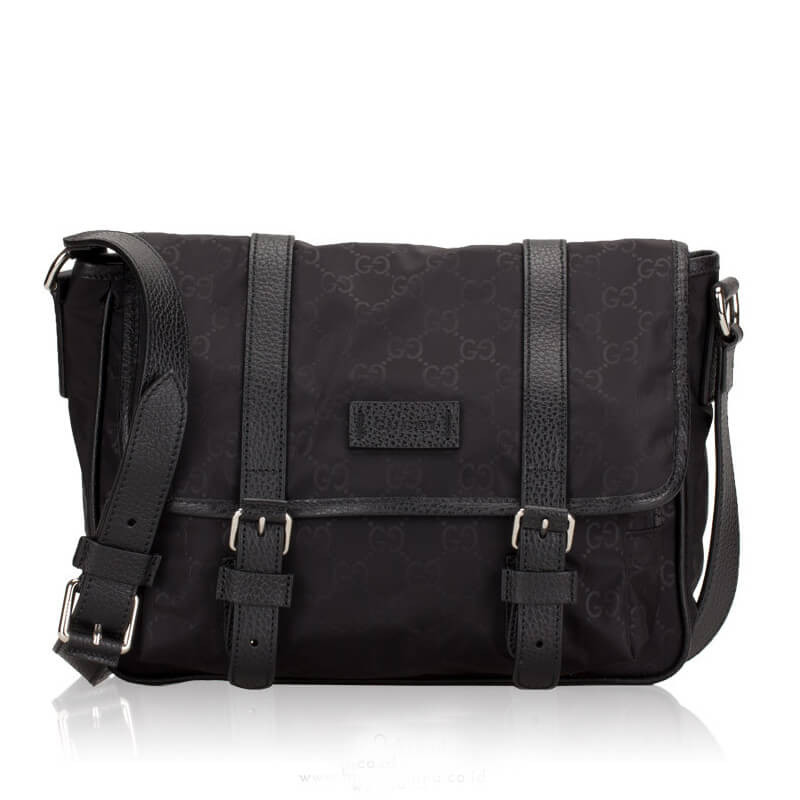 Wholesale Luxury Gucci Gg Guccissima Black Medium Nylon Messenger Bag 510334