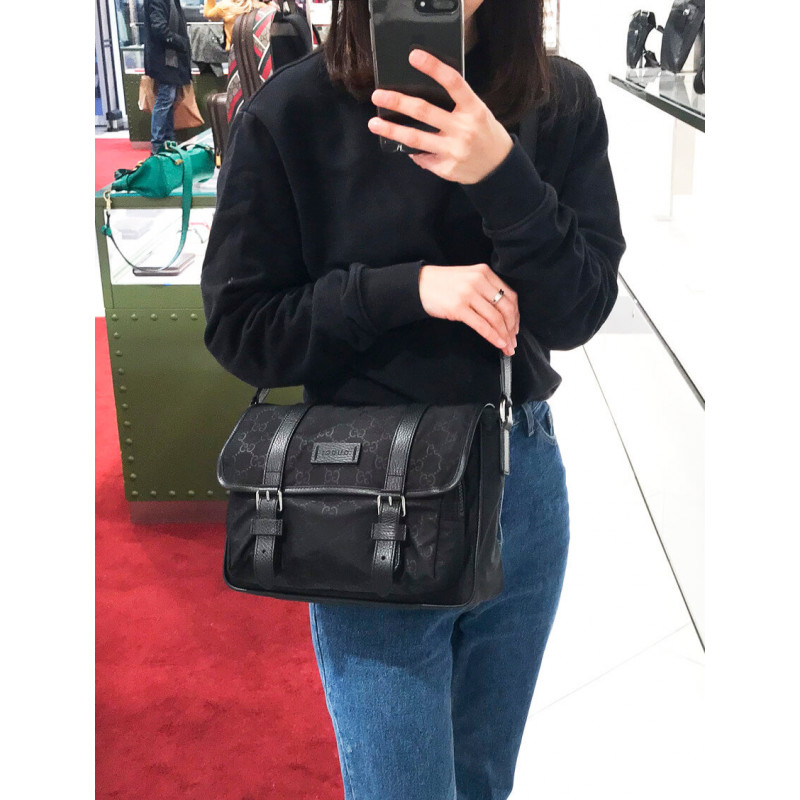 Wholesale Luxury Gucci Gg Guccissima Black Nylon Small Messenger Bag 510335 - Image 4
