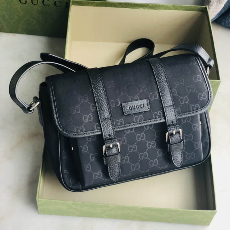 Wholesale Luxury Gucci Gg Guccissima Black Nylon Small Messenger Bag 510335 - Image 6