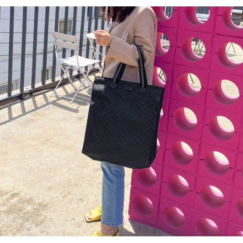 Wholesale Luxury Gucci Gg Guccissima Black Nylon Tall Tote Bag 449177 - Image 3