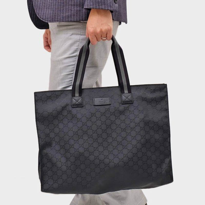 Wholesale Luxury Gucci Gg Guccissima Black Nylon Tote Bag 449176 - Image 2