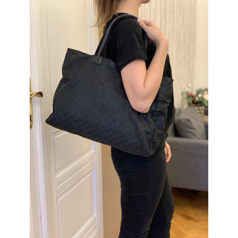 Wholesale Luxury Gucci Gg Guccissima Black Nylon Tote Bag 449176 - Image 3
