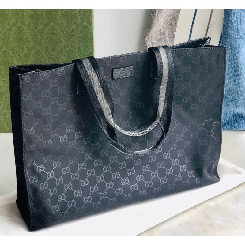 Wholesale Luxury Gucci Gg Guccissima Black Nylon Tote Bag 449176 - Image 4