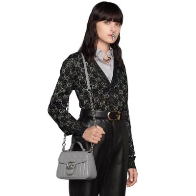 Alternative view of Wholesale Luxury Gucci Gg Marmont Grey Matelasse Leather Mini Top Handle Bag 583571