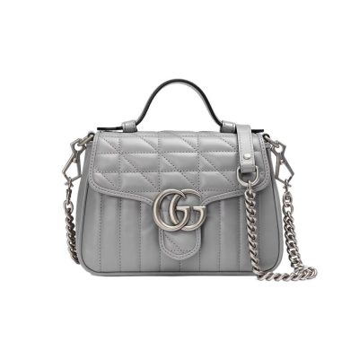 Wholesale Luxury Gucci Gg Marmont Grey Matelasse Leather Mini Top Handle Bag 583571