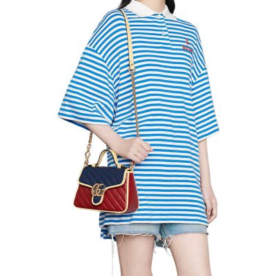 Alternative view of Wholesale Luxury Gucci Gg Marmont Mini Bag 583571 Blue And Red Leather