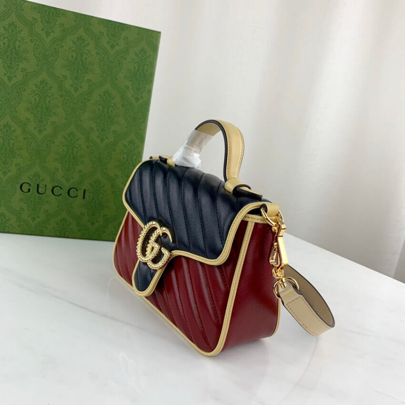 Wholesale Luxury Gucci Gg Marmont Mini Bag 583571 Blue And Red Leather - Image 4