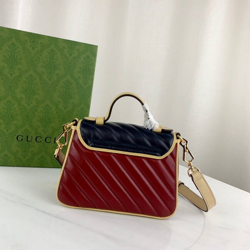 Wholesale Luxury Gucci Gg Marmont Mini Bag 583571 Blue And Red Leather - Image 5