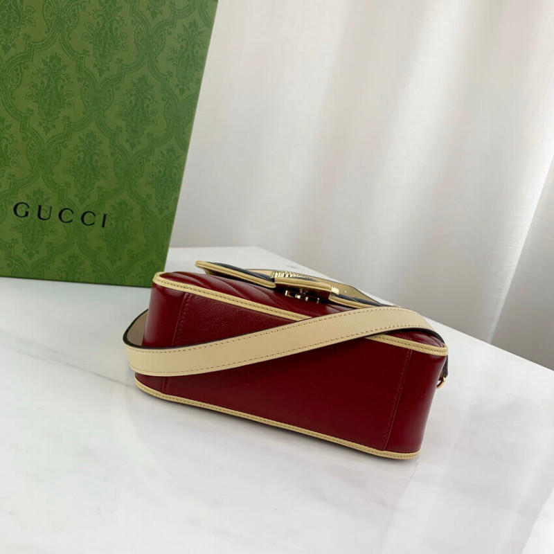 Wholesale Luxury Gucci Gg Marmont Mini Bag 583571 Blue And Red Leather - Image 6