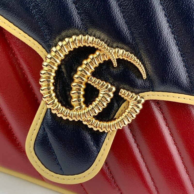 Wholesale Luxury Gucci Gg Marmont Mini Bag 583571 Blue And Red Leather - Image 7