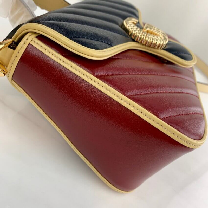 Wholesale Luxury Gucci Gg Marmont Mini Bag 583571 Blue And Red Leather - Image 8