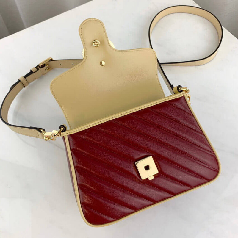 Wholesale Luxury Gucci Gg Marmont Mini Bag 583571 Blue And Red Leather - Image 9