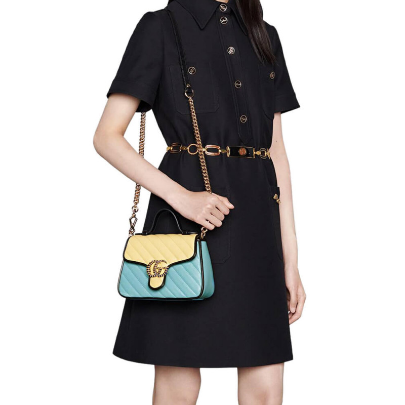 Wholesale Luxury Gucci Gg Marmont Mini Bag 583571 Butter And Pastel Blue Leather - Image 2