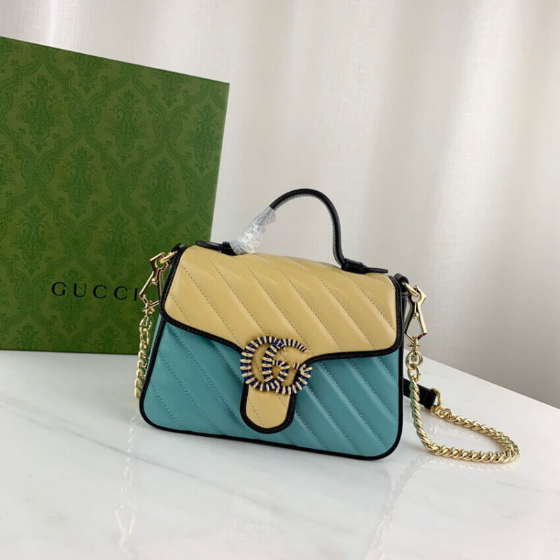 Wholesale Luxury Gucci Gg Marmont Mini Bag 583571 Butter And Pastel Blue Leather - Image 3