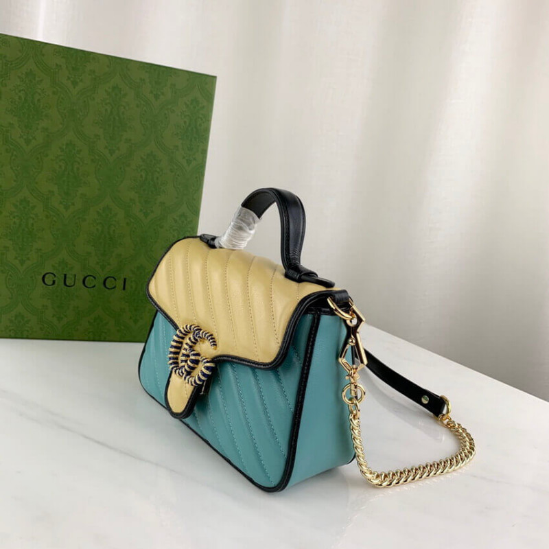 Wholesale Luxury Gucci Gg Marmont Mini Bag 583571 Butter And Pastel Blue Leather - Image 4
