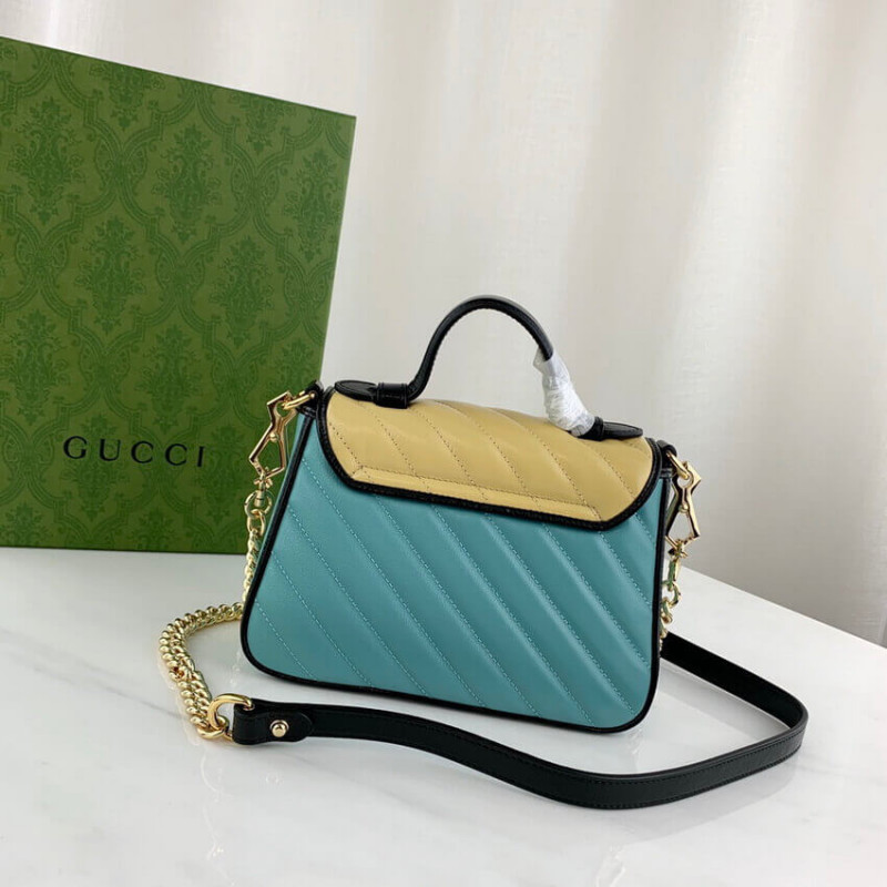 Wholesale Luxury Gucci Gg Marmont Mini Bag 583571 Butter And Pastel Blue Leather - Image 5