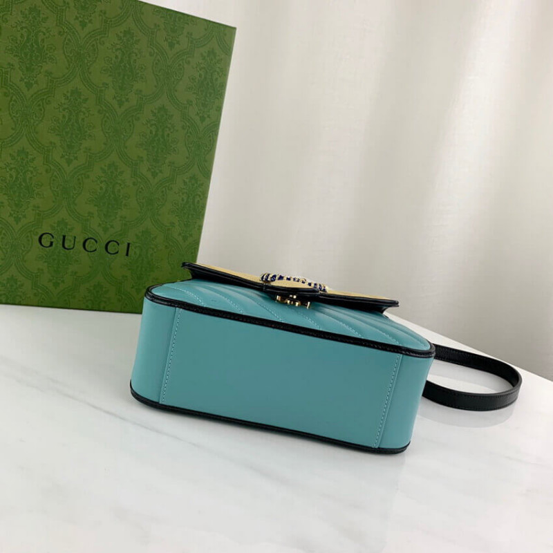 Wholesale Luxury Gucci Gg Marmont Mini Bag 583571 Butter And Pastel Blue Leather - Image 6