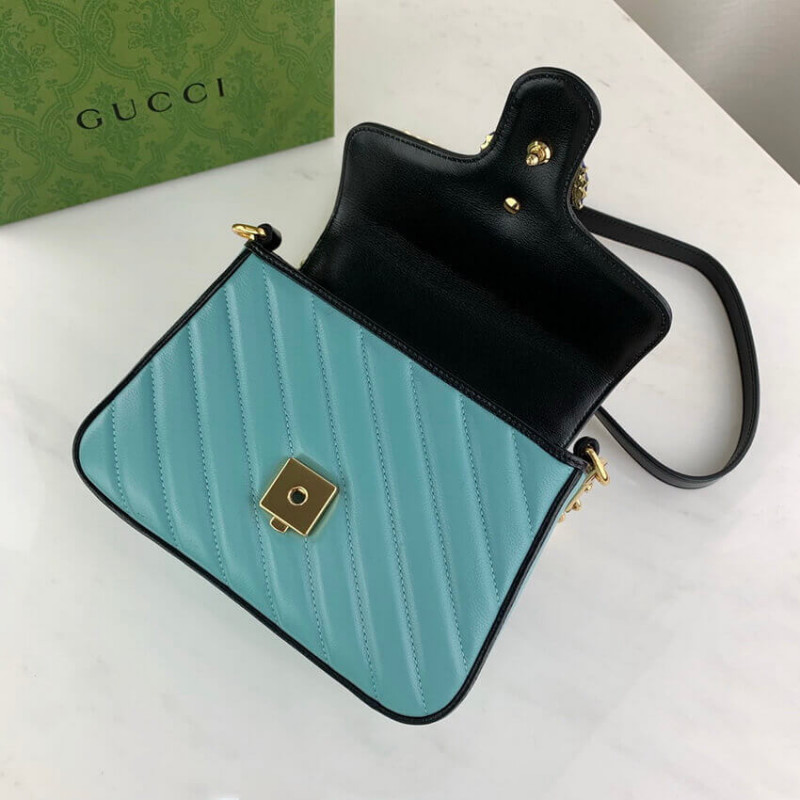 Wholesale Luxury Gucci Gg Marmont Mini Bag 583571 Butter And Pastel Blue Leather - Image 7